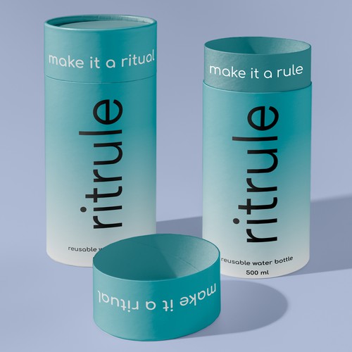 Cyclinder box shape for water bottle packaging. Design by Hoopoe_Designs