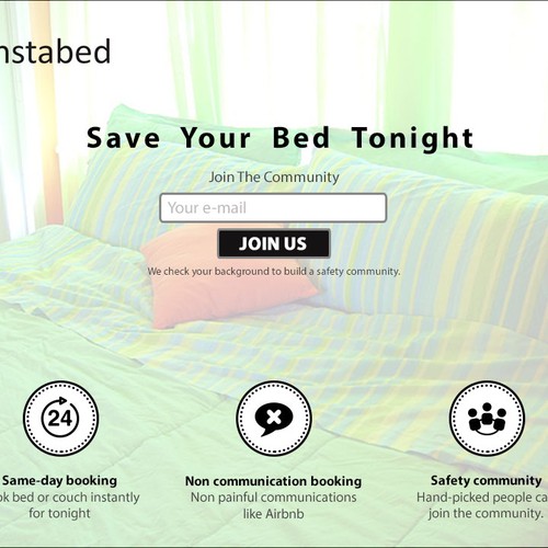 Landing page for simple, on-demand bed booking app Design by WebSmash Studio