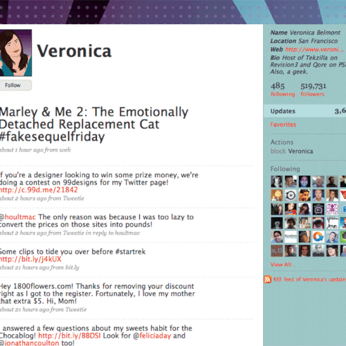 Twitter Background for Veronica Belmont Diseño de Brooke Rochon