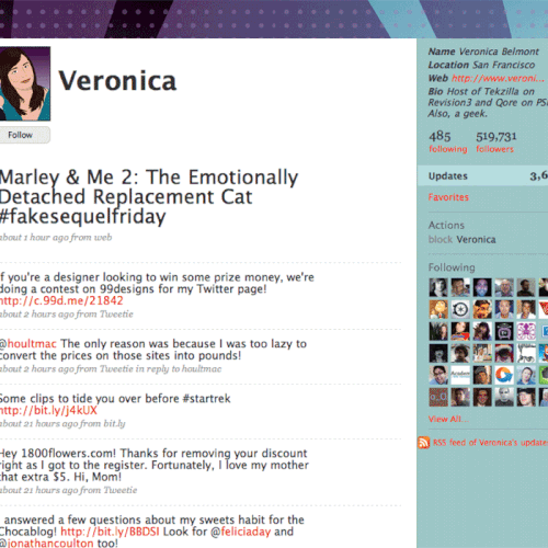 Twitter Background for Veronica Belmont Design by Brooke Macomber