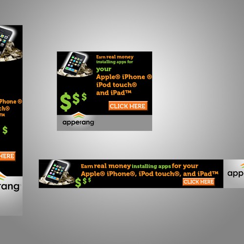 Banner Ads For A New Service That Pays Users To Install Apps Design by Rikon123