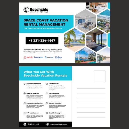 Design a Vacation Rental Management Postcard - Appeal to Property Owners Design by Lance Artistry