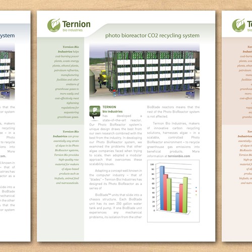 One page data sheet needed for "green" company.