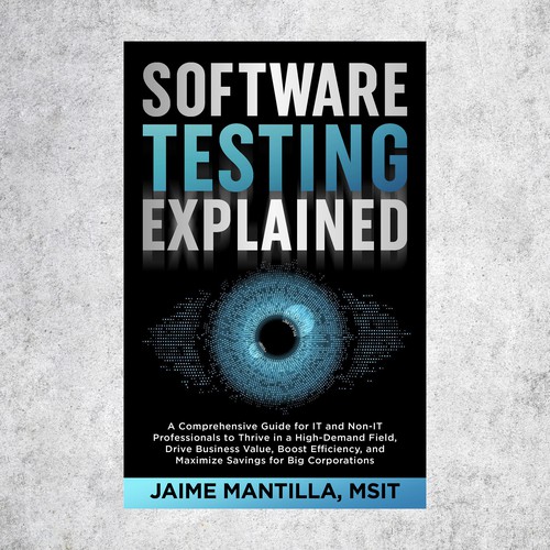 Design a clean/modern book cover for my software testing book Design by Sam Art Studio