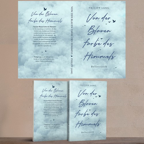 "Of the Blue Color of The Sky": Book cover for a collection of poems on themes such as loss, love, childhood and hope Design by desainbagus3