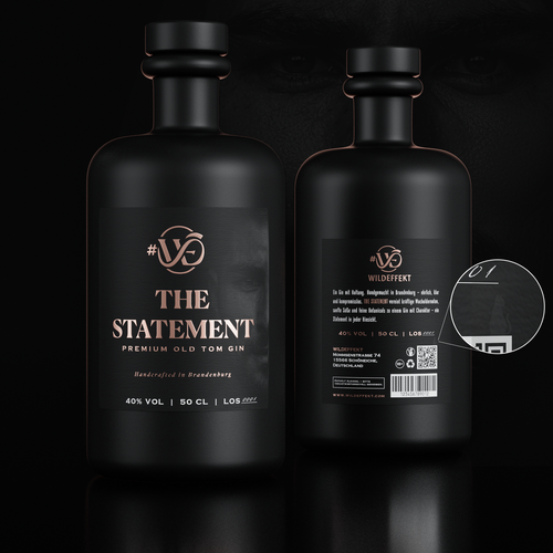 Design vincitore del contest "Etikettendesign für Premium Gin – THE STATEMENT" realizzato da Etichetta di prodotto
