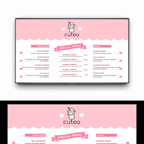 Cutea, bubbletea menu Design by roppuri