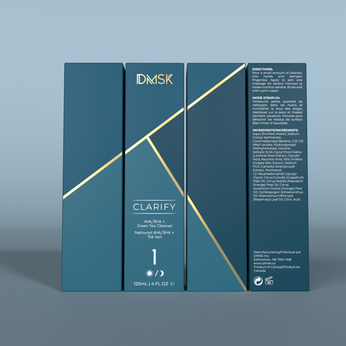 Luxury, high-end product box design for facial cleanser. Design by Tamara.D