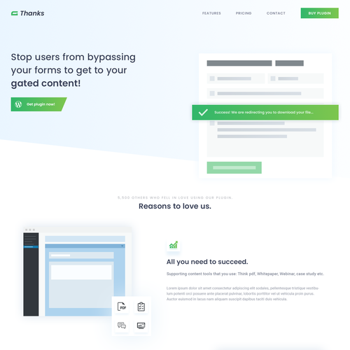 Design a landing page for Wordpress plugin - Abrupt, simple, fast, niche Design by Răzvan I.