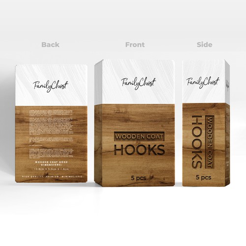 vintage style product packaging for wooden coat hooks for female target group Design by Avadisy