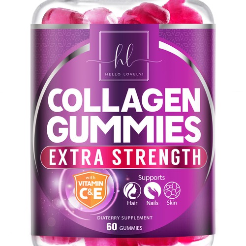 Hello Lovely needs a Collagen Gummies product label Design by agooshe