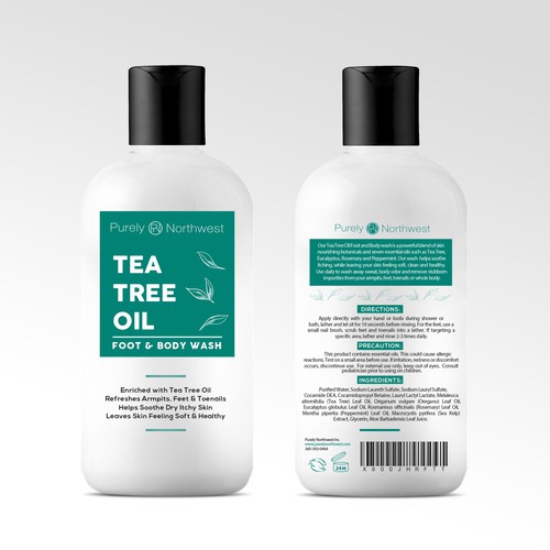 Design Updated Tea Tree Body Wash Label di bow wow wow