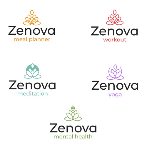 Zenova Logo: Revolutionary suite of health and wellness mobile apps Diseño de kiram design studio