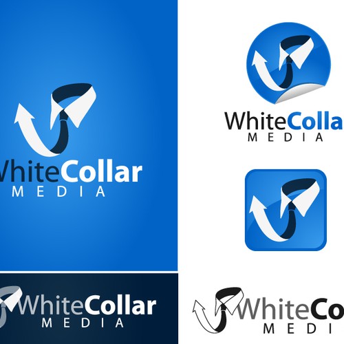 Download Blue Collar Off White Logo Design Wallpaper