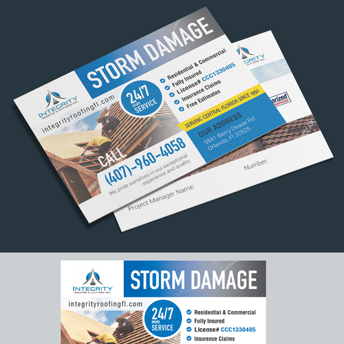 Roofing Company Storm Damage Flyer Diseño de GIANT-SQUID