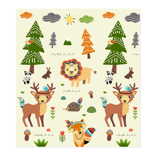 Illustration of kids playmat with animals Design by ies