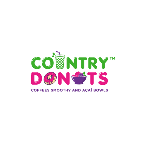 Diseño de We need a modern exciting logo to encompasses our Name Country Donuts Coffee smoothy bowls de ropix