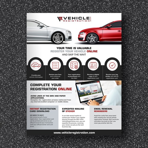 One-Page Flyer for VehicleRegistration.com Design by Mike Balisi