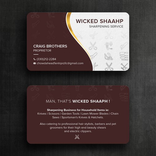 Design Business card design that highlights my sharpening service and my Boston accent inspired slogan por Felix SH