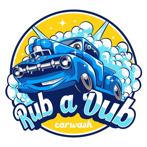 A funny logo for a tunnel carwash. Colorful. Design by Agustianrexy