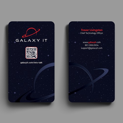 Create a Stellar Space-Themed Business Card for Galaxy IT Design by Hasanssin