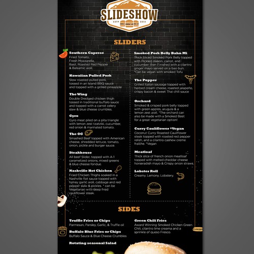 Digital Funky Menu for a Food hall. Design by ❝Designhill❞