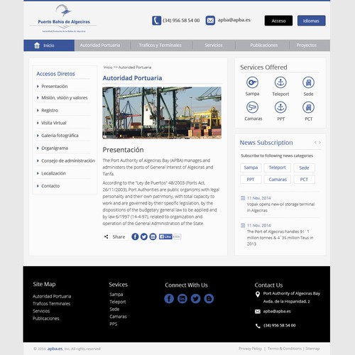 New website design for an important seaport Diseño de Gendesign