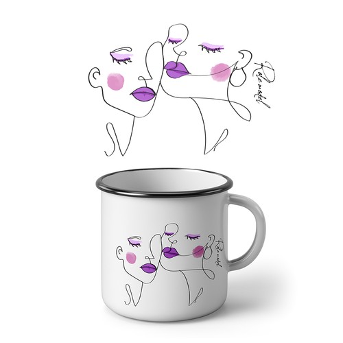 Quirky enamel mug illustration for concept stores - female empowerment Design por Beellustration