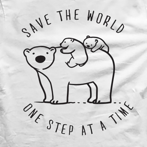 Cute Polar Bears Outline Art T-Shirt Design Design by Studio yknot