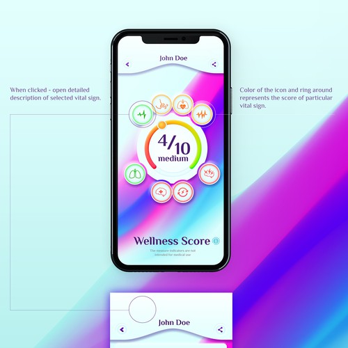 Wellness "vital signs" app - redesign Design by erGo-aGe