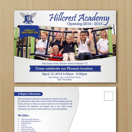Hillcrest Academy Phoenix Grand Opening Postcard Event Postcard Flyer Or Print Contest 99designs