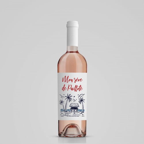 Rosé Wine Label " Mon rêve de Paillote" ("My dream of beach bar") Design by Byteripper