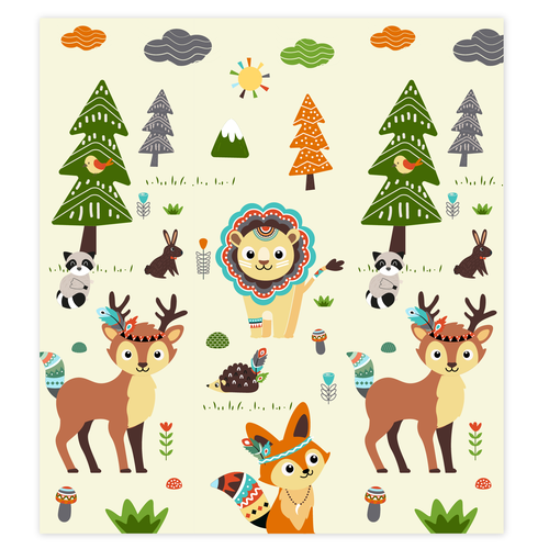 Illustration of kids playmat with animals Design by ies