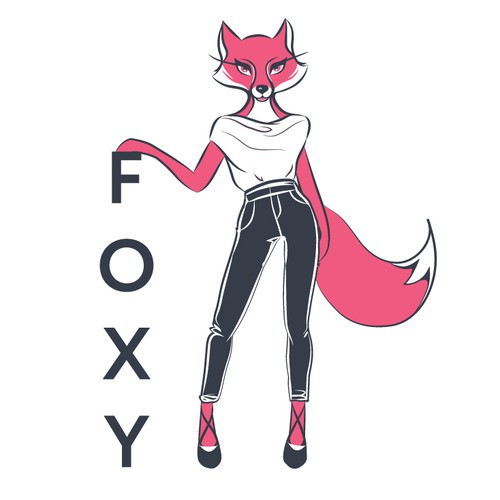 Create a fun, sexy, female, humanoid-fox character/icon for Foxy Design by aSveta