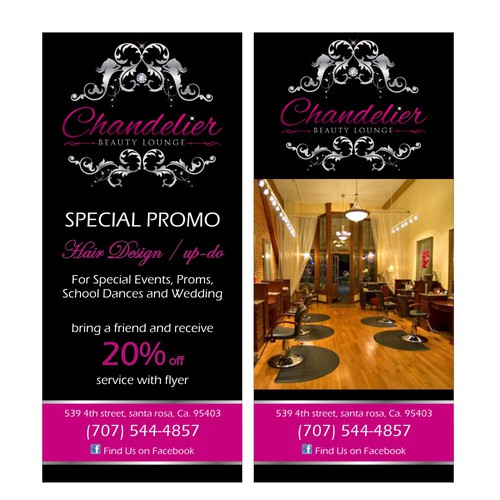 Chandelier Beauty Lounge Salon needs a new postcard or flyer デザイン by CountessDracula