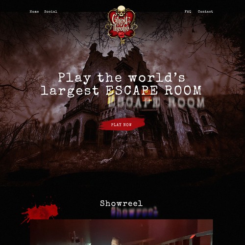 Haunted theatre game that displays both fantasy and horror adventure, Web  page design contest