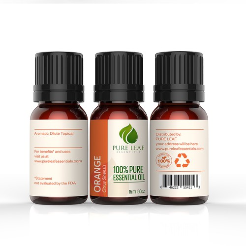 Design Essential Oil Bottle Labels for Pure Leaf Essentials | concurso ...