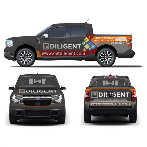 Design a modern and simple truck wrap for our home inspection company Design by e^design