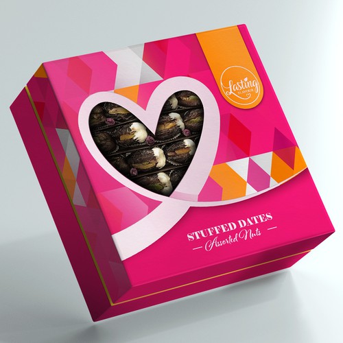 We need a powerful package design for our new assorted stuffed dates product Design by IleanaP