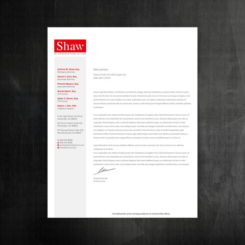 Letterhead for Divorce & Family Law Firm; Modern, Minimalist, Conservative Design Design by Felix SH