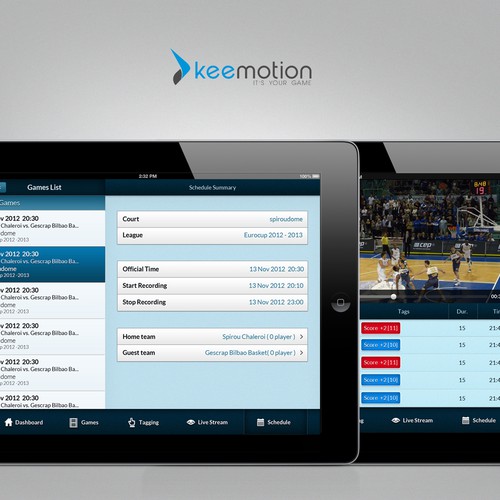 Create a stunning iPad design for a sports app Design by Unicorns