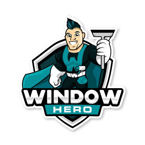 Design a mascot logo for Window Hero, a window washing company Design by Rassum