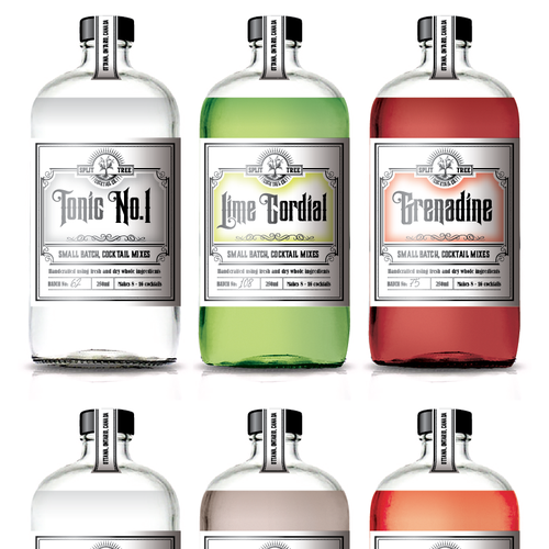 Create a custom group of labels for cocktail mixes! Design by Steve Hai