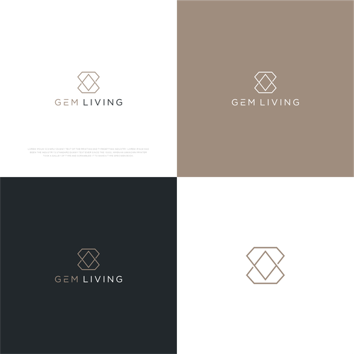 Geometrical, minimalist, modern brand design for Gem Living Design by Sunrise.