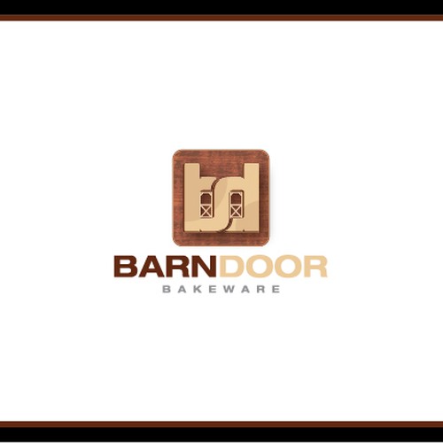 Create a "cool rustic" styled logo of a Barn Door for Barn Door Bakeware Logo Design by Keenan Design