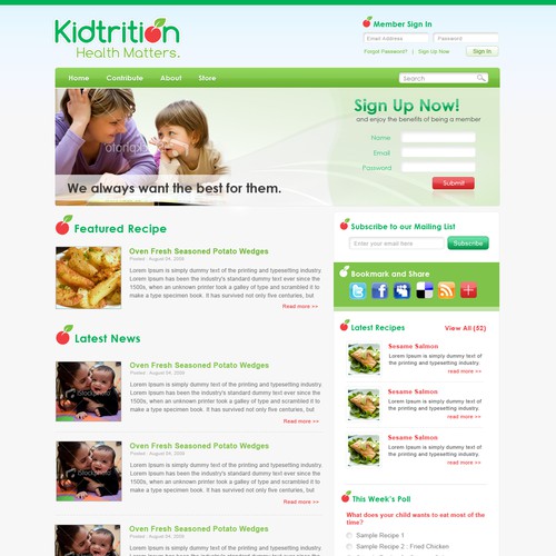 Seeking amazing Word Press theme for Kidtrition.org Design by julxz