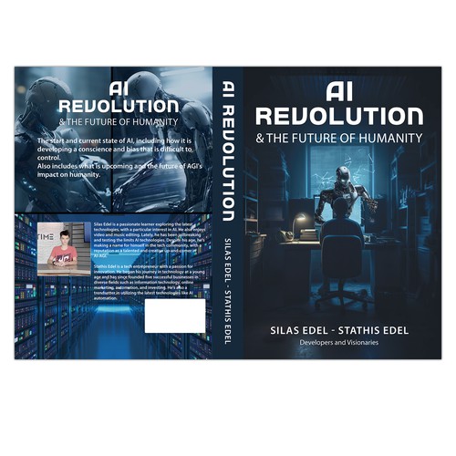 Futuristic AI Book Cover - AI vs Humans/Dark Design by flamenco72