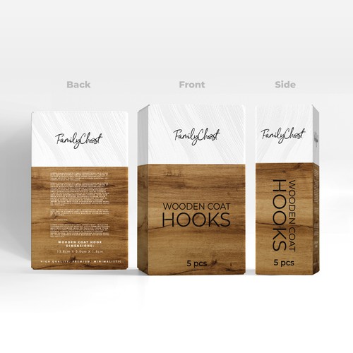 vintage style product packaging for wooden coat hooks for female target group Design by Avadisy