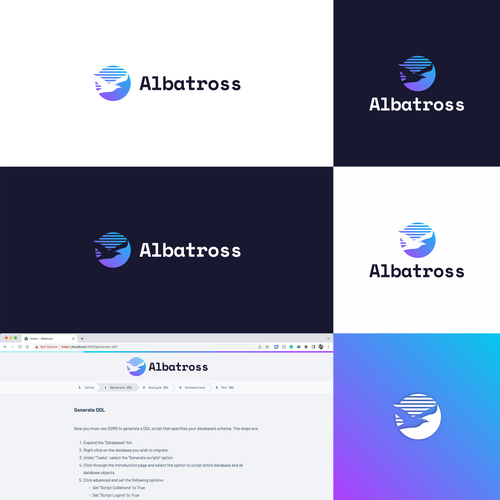 Create a logo for Albatross, a database migration tool. Design by m.alvn™