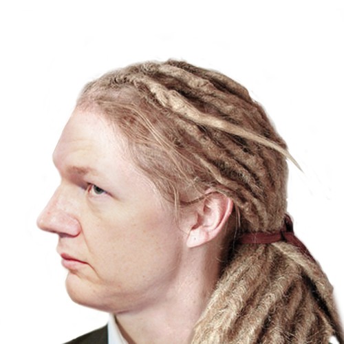 Design the next great hair style for Julian Assange (Wikileaks) Diseño de Jonathan Paljor